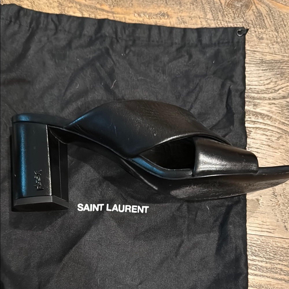 Authentic Saint Laurent Black Mules Sleek Leather Design